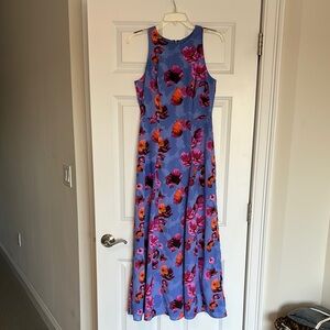 Floral Sleeveless Maxi Dress - Blue and Pink